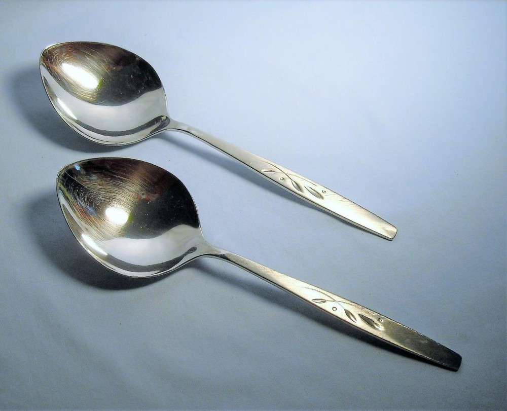2 Will O' Wisp by Oneida Stainless Berry Spoons