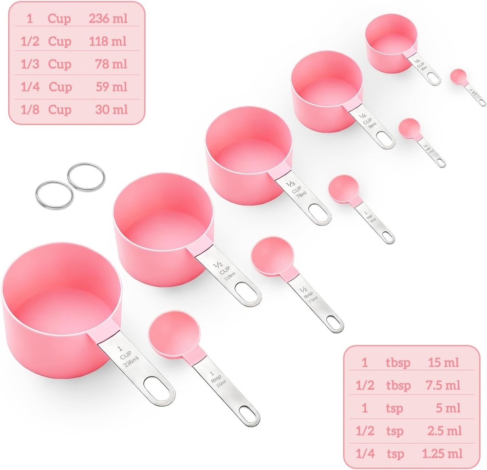 Measuring Cups and Spoons Set, 10 Pieces Stackable Measure Tools with Stainless