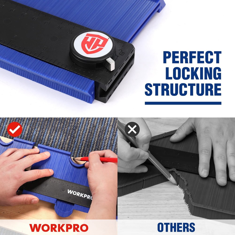 WORKPRO 2-PACK 10" Connectable Contour Gauge ABS plastic Duplicators with Lock