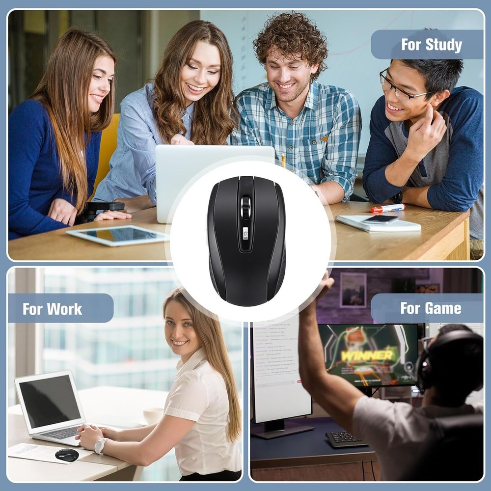 Macarrie 12 Pack Wireless Mouse for Laptop 1200dpi Computer Black