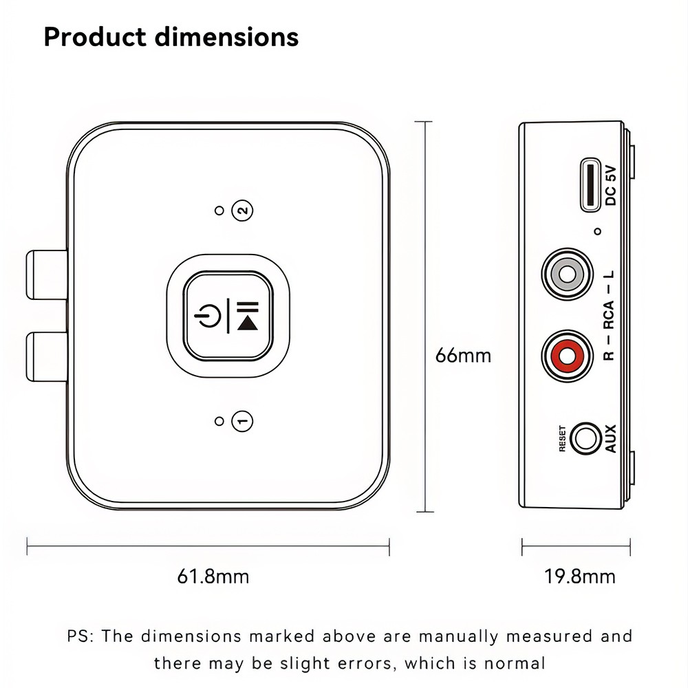 Bluetooth 6.0 Audio Receiver Adapter for Home Stereo Music Streaming w/ AUX RCA