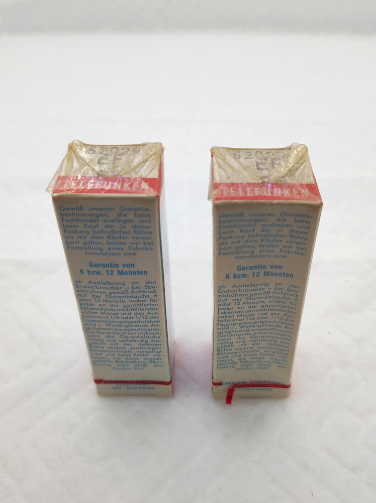Telefunken EF85, NOS NIB, sealed, same codes, perfect pair