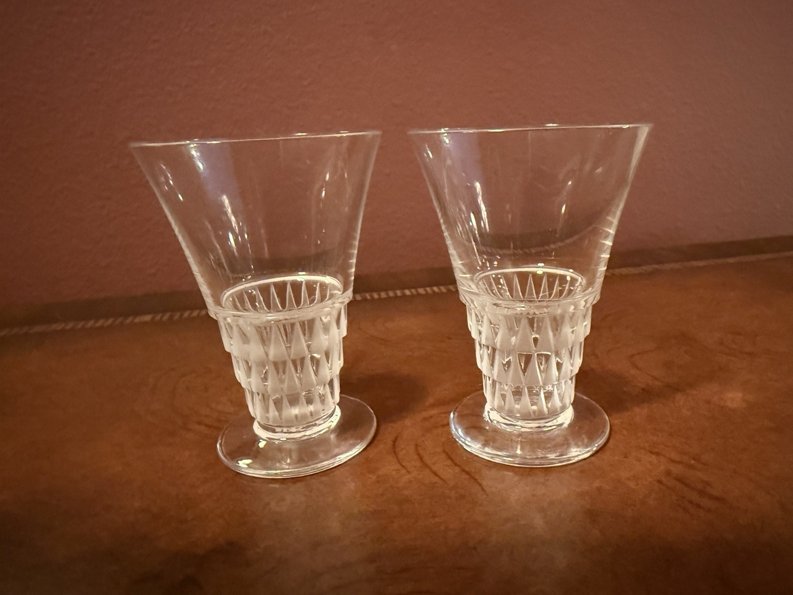 Pair Of Lalique Bourgueil 3in Cordials SIGNED RARE 1930's