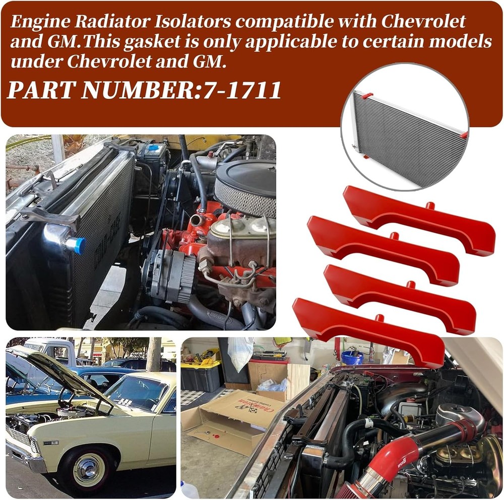 Chevy Radiator Support Cushion Red 4 Sets