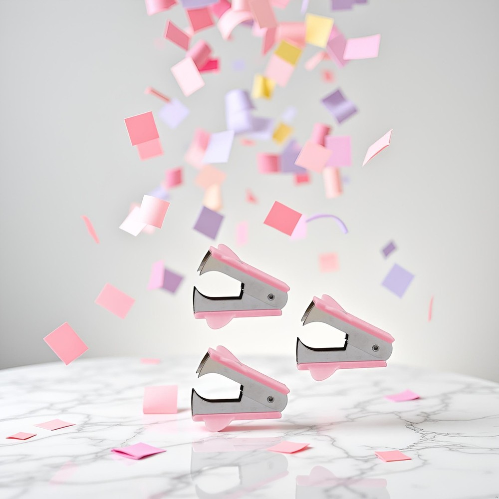 Pink Staple Removers Modern Plastic Pullers Non-Slip Handle Easy-Grip 3 PCS