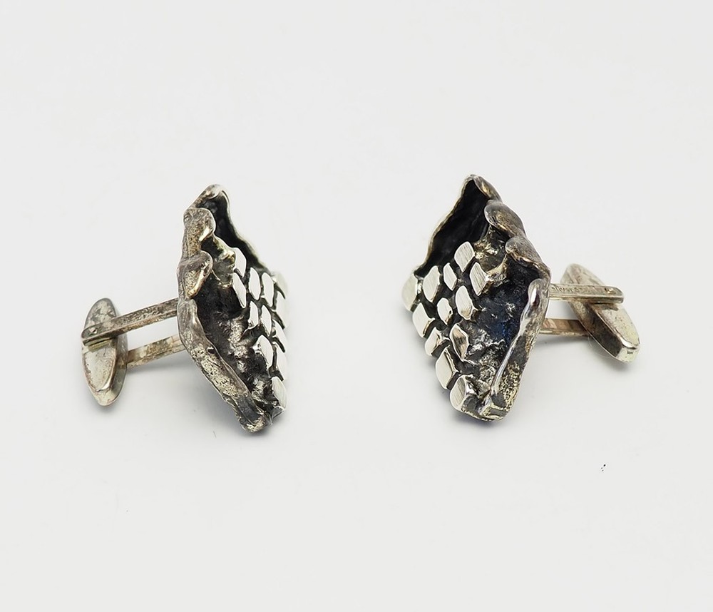 Brutalist vintage modern 835 silver cufflinks Germany