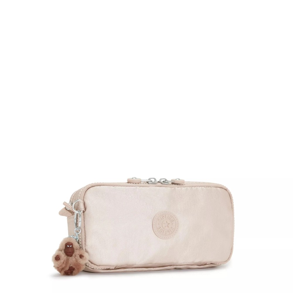 Kipling Chap Metallic Pencil Case Quartz Metallic