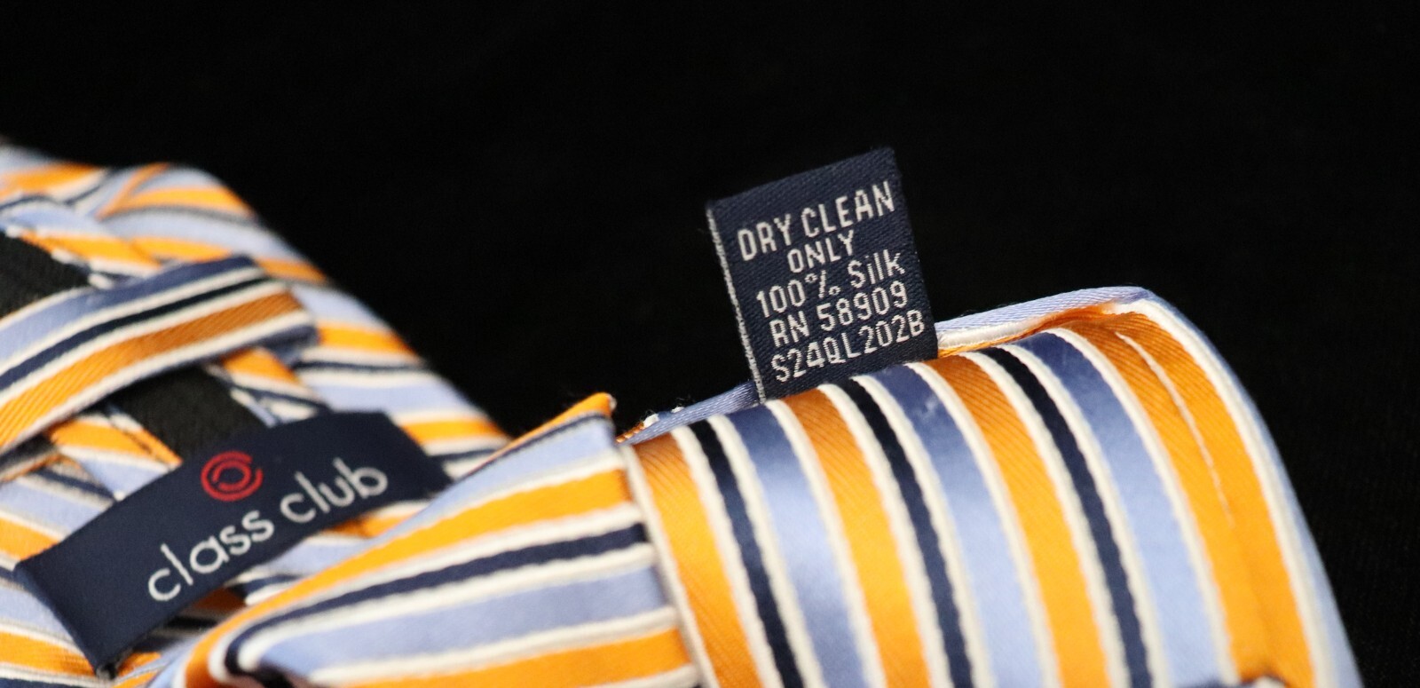 Class Club Boy's Adjustable Tie Zipper Bluish Purple Orange Black 100% Silk