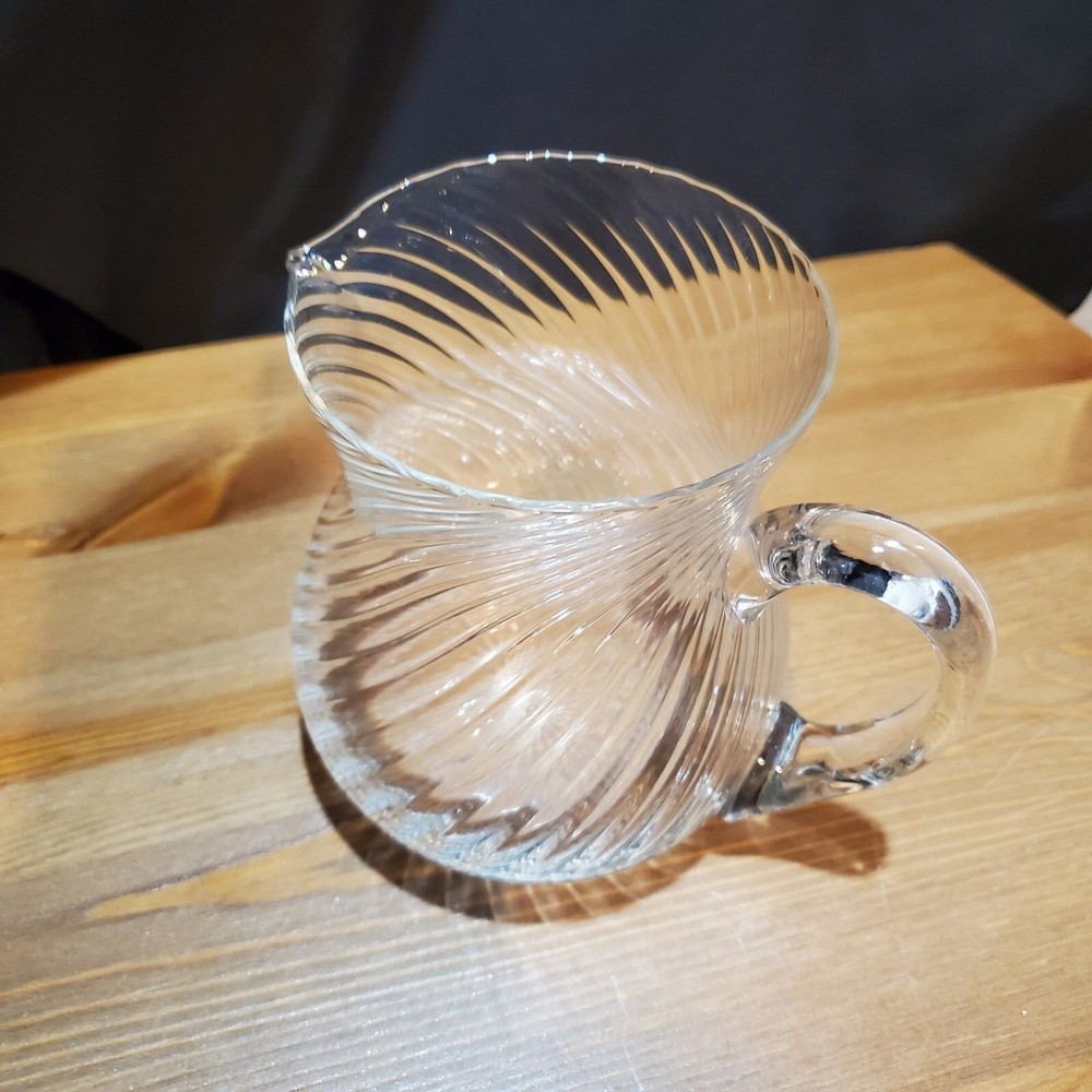 Blown Glass Pitcher Swirl Pattern, 6"