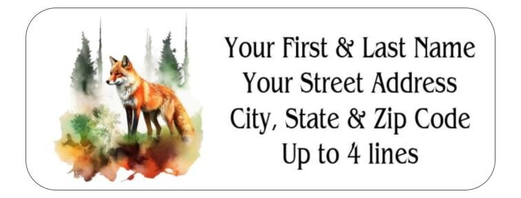150 Fox in Forest Mailing Return Address Labels Personalized  1 x 2 5/8 in.