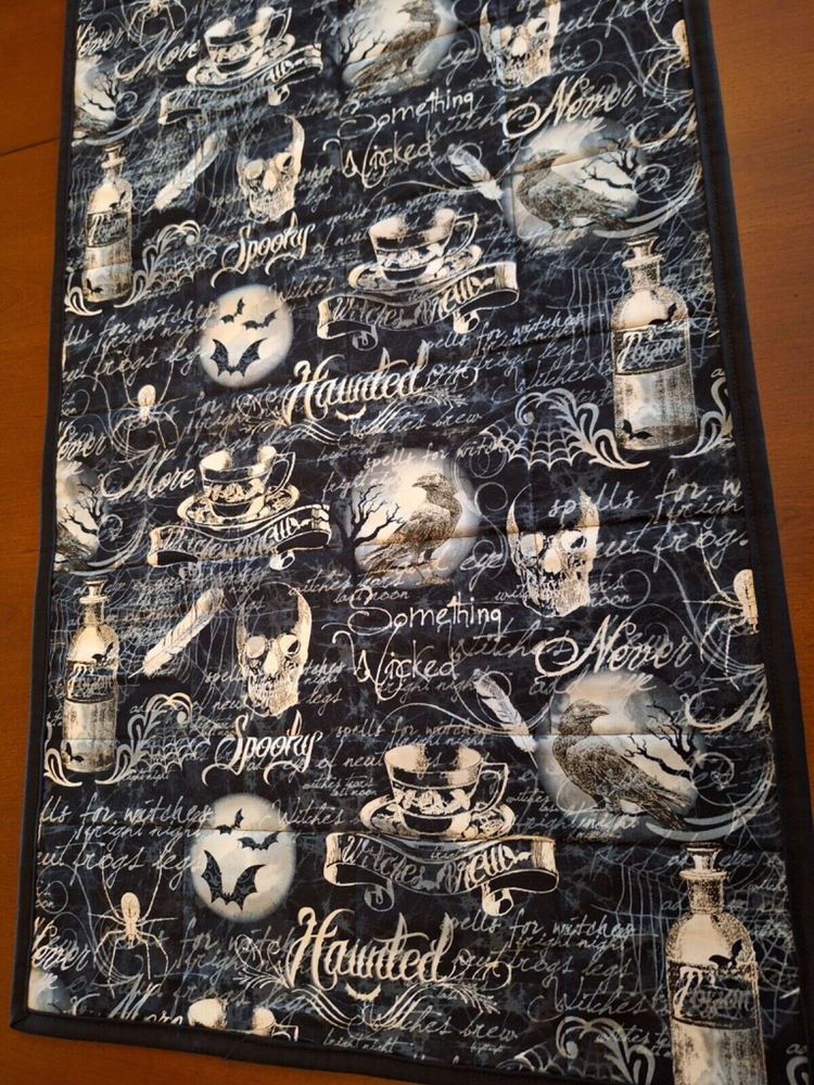 Handmade Reversible Patchwork Halloween Table Runner with Vibrant Colors