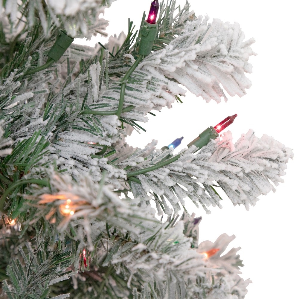 Northlight 3' Medium Flocked Madison Pine Artificial Christmas Tree Multi Lights