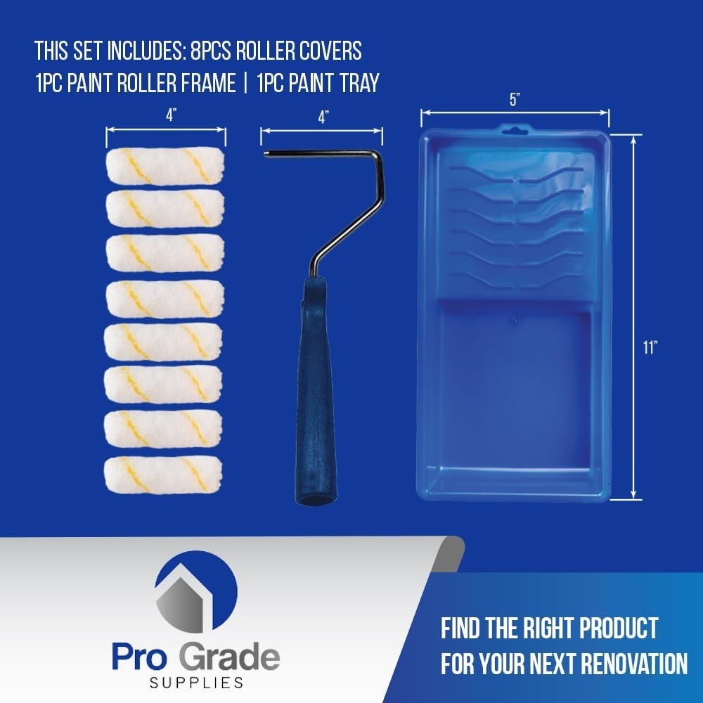 Compact 10-Piece Painting Set - Mini Roller Frame & Covers for Easy Application
