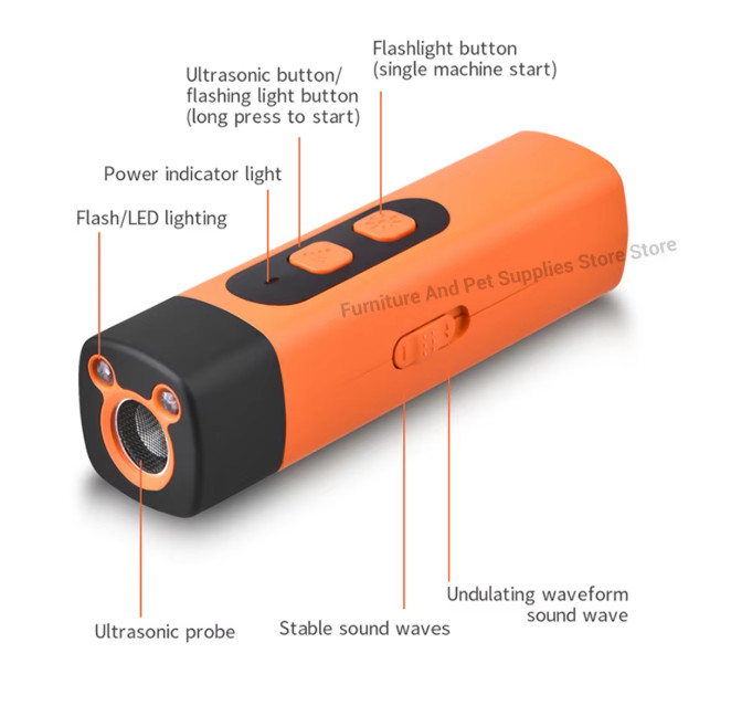 Repeller Rechargeable Anti Bark Training Device w/ LED Light