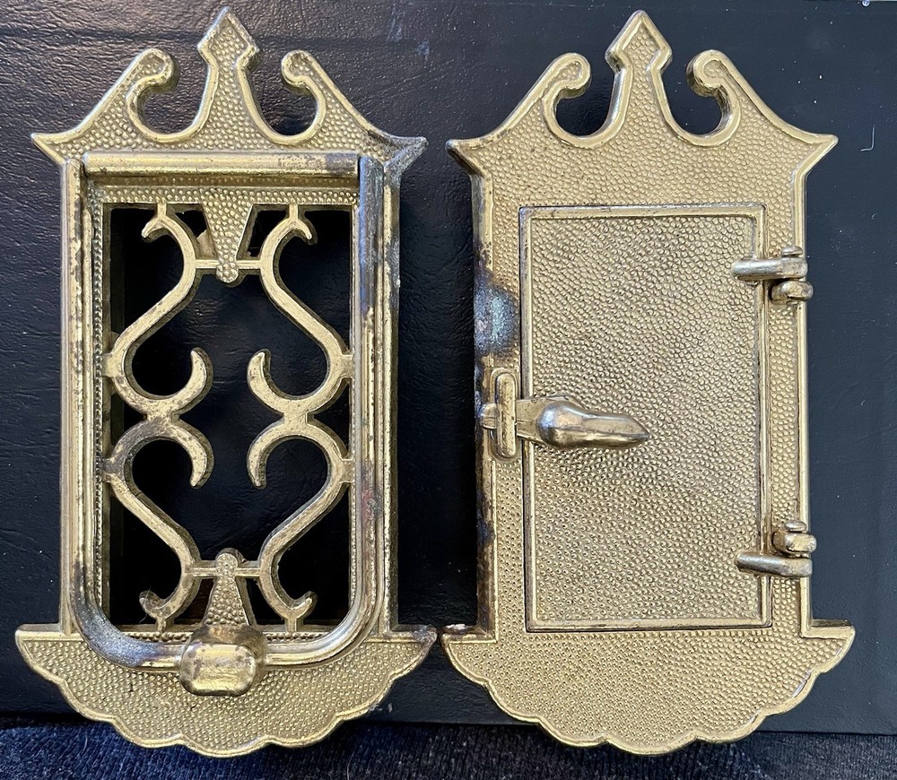 Brass Speakeasy Front Door Knocker with Privacy Window