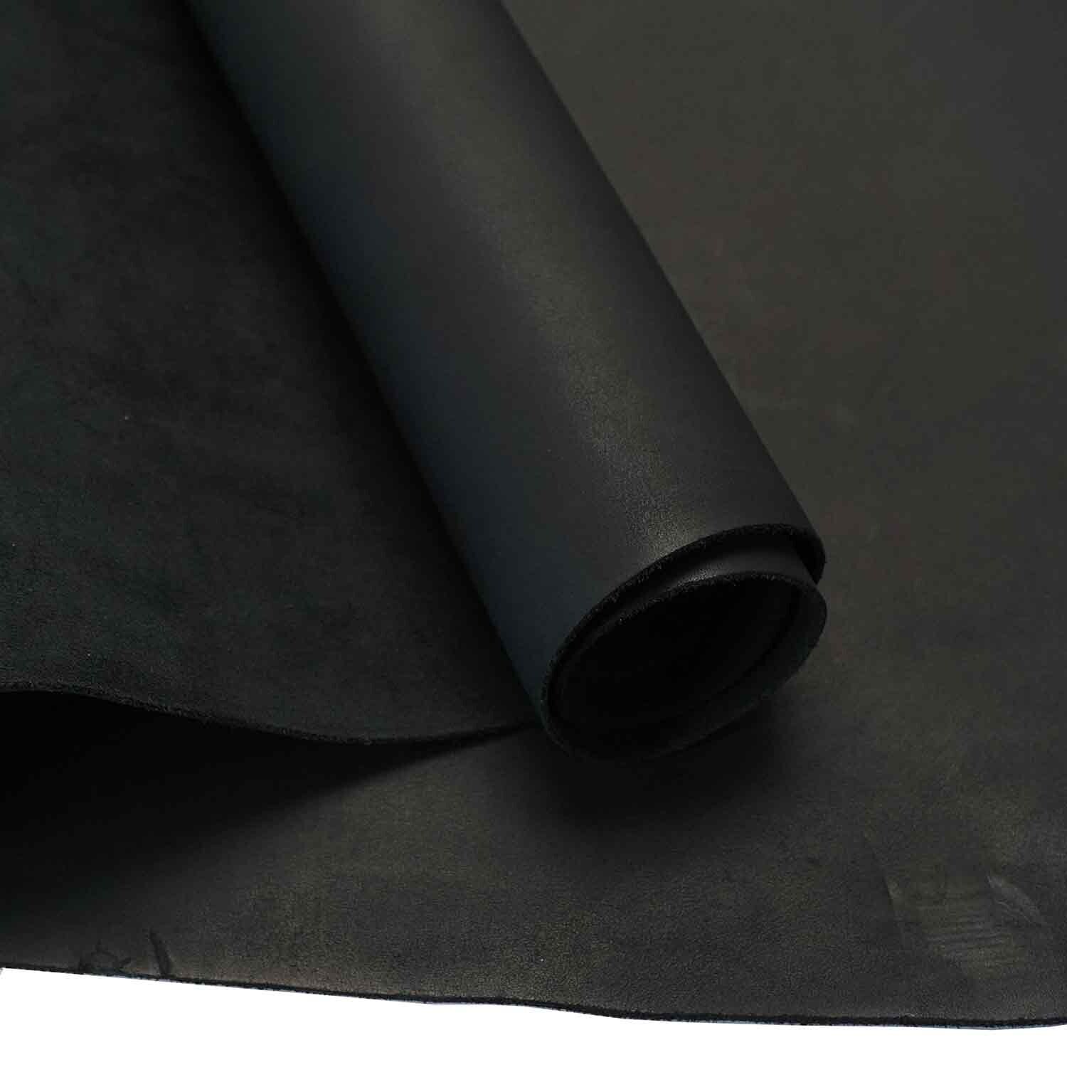 SLC Full Side 5/6 Ounce Matte Black Oil Tan Leather Side 19 to 24 Square feet