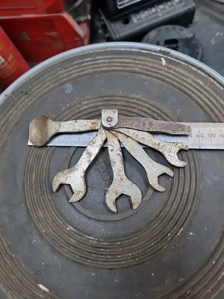 Vintage cycle Multi Tool Spanner, Screwdriver Tyre Lever Tools British made