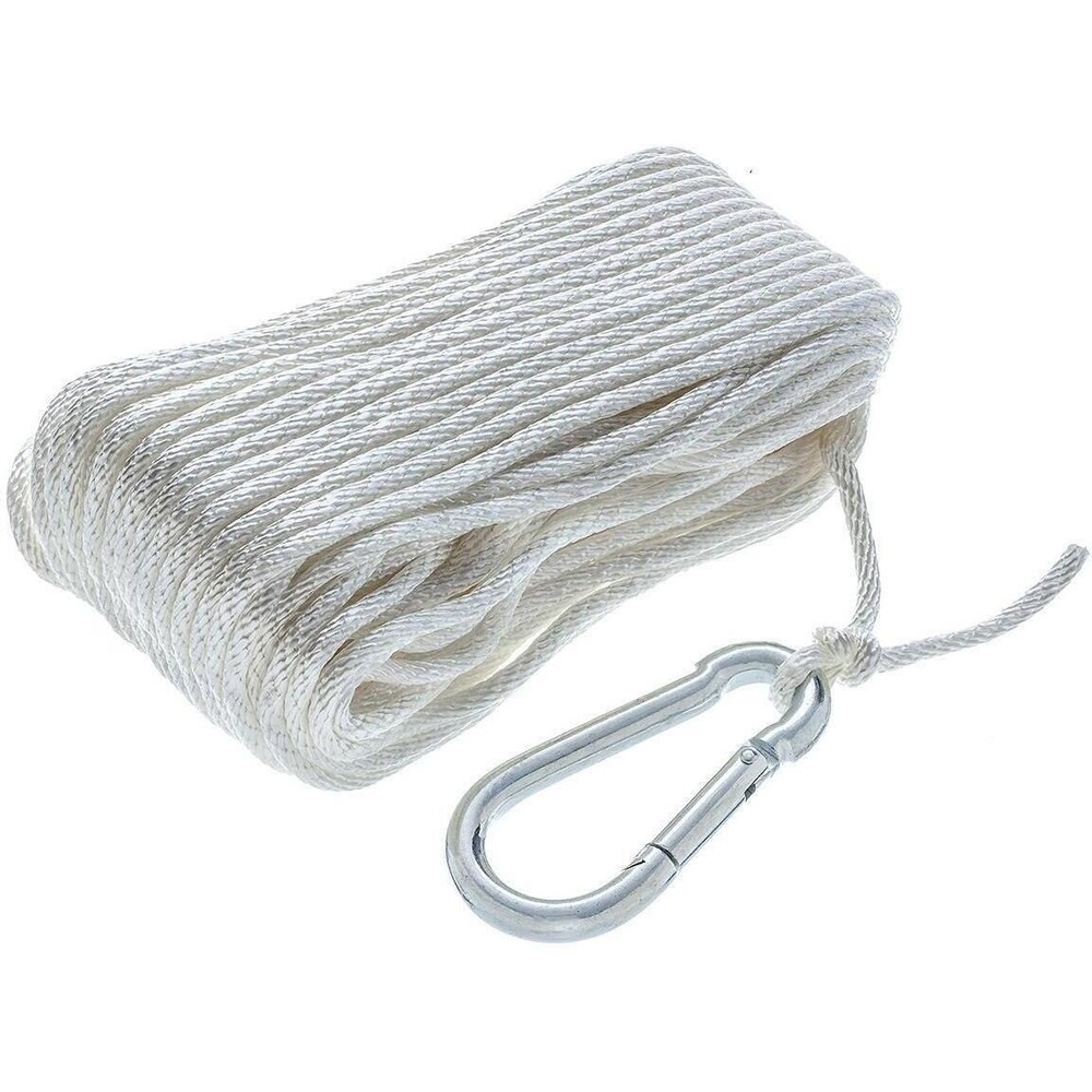 Seachoice 40221 Solid-Braid Nylon Anchor Line, White, 3/16" x 100'