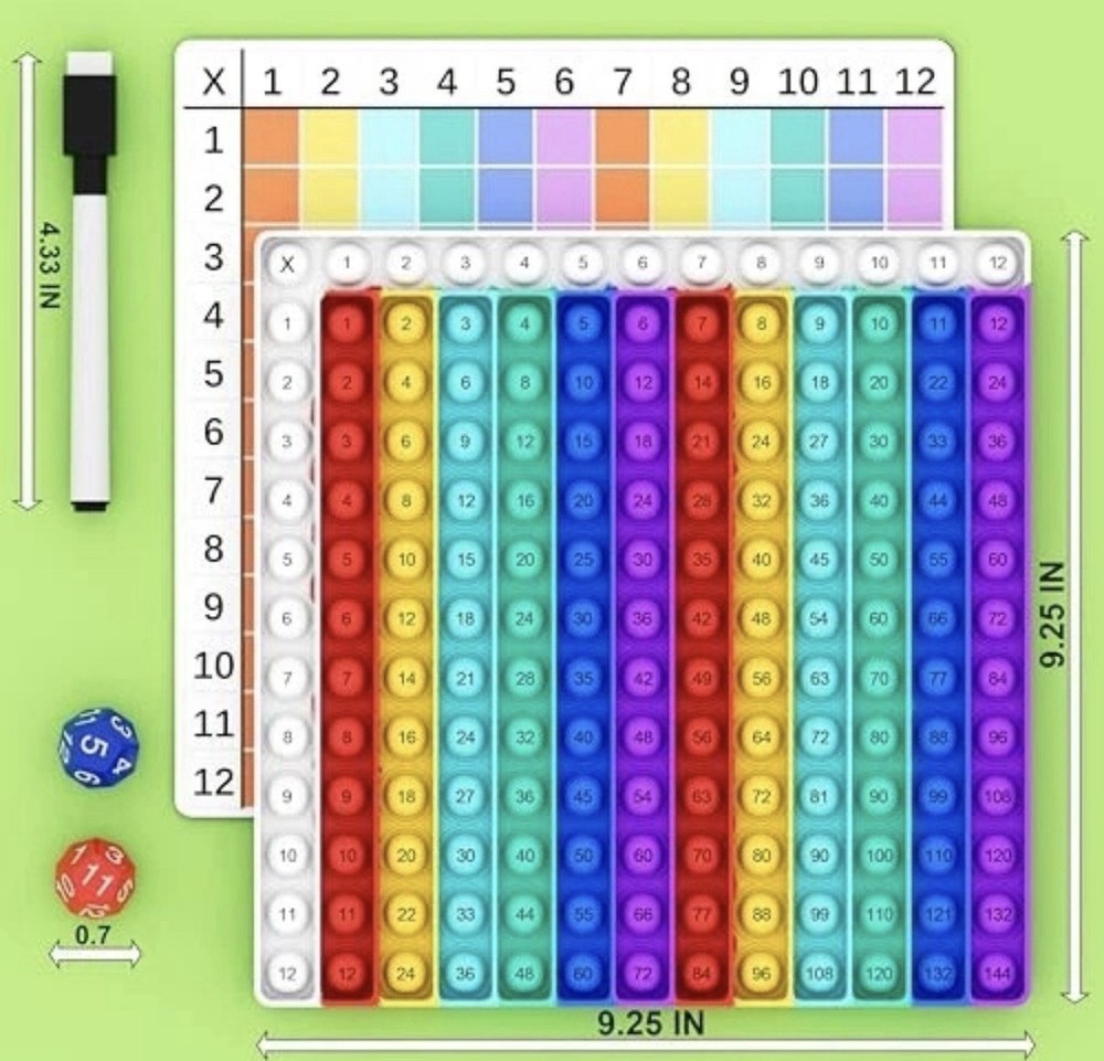 Multiplication Chart Pop It - Multiplication Game Board, 12X12 Times Table Math