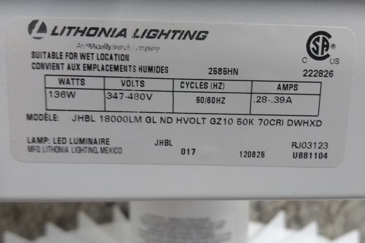 Lithonia Lighting JHBL18000LMGLNDHVOLTGZ1050K70CRIDWHXD 347-480V LED High Bay