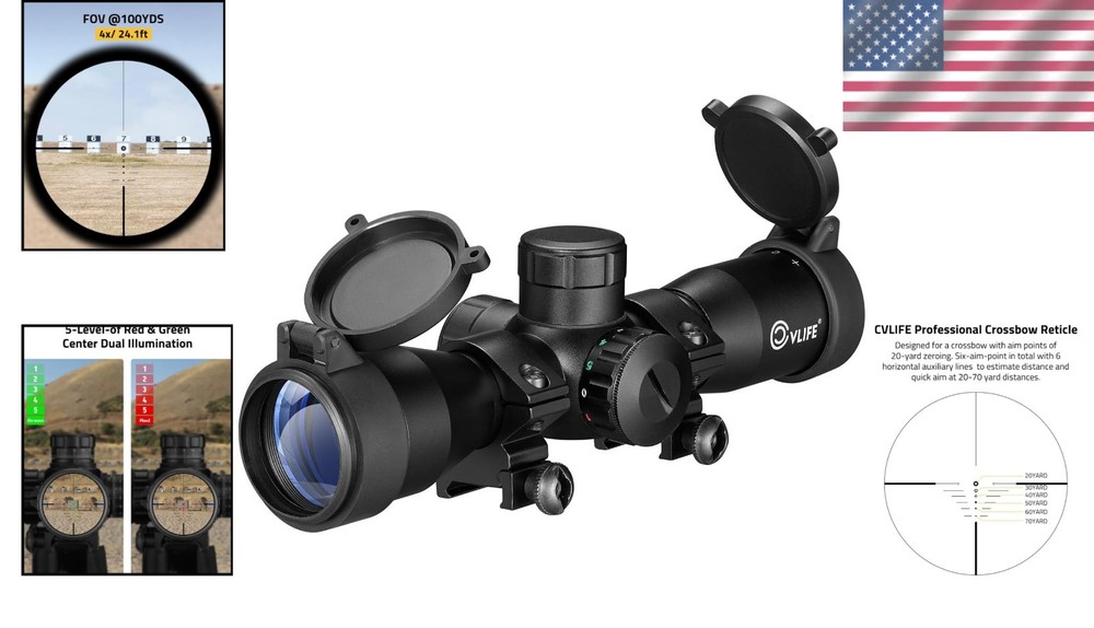 Red Green Illuminated Crossbow Scope Circles Rangefinder