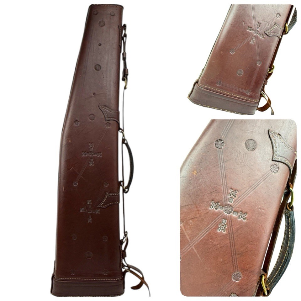 Rare Antique Leg o Mutton Abercrombie Fitch Shotgun Gun Case Leather Tooled