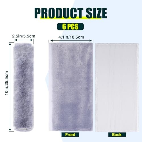 6 PCS Motorcycle Tie Down Straps Soft Loop Cover, Synthetic Sheepskin Grey