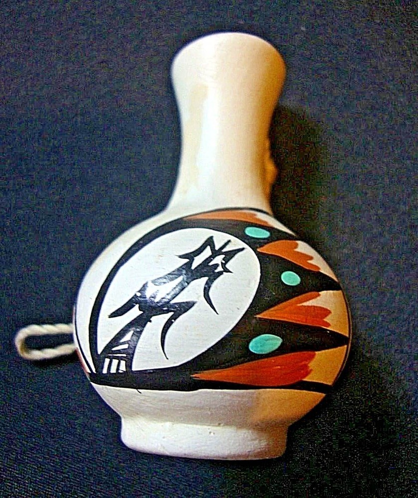 3" Small Ceramic Clay Pot Jar Multi Color Attach String Native Flower Hang Vase