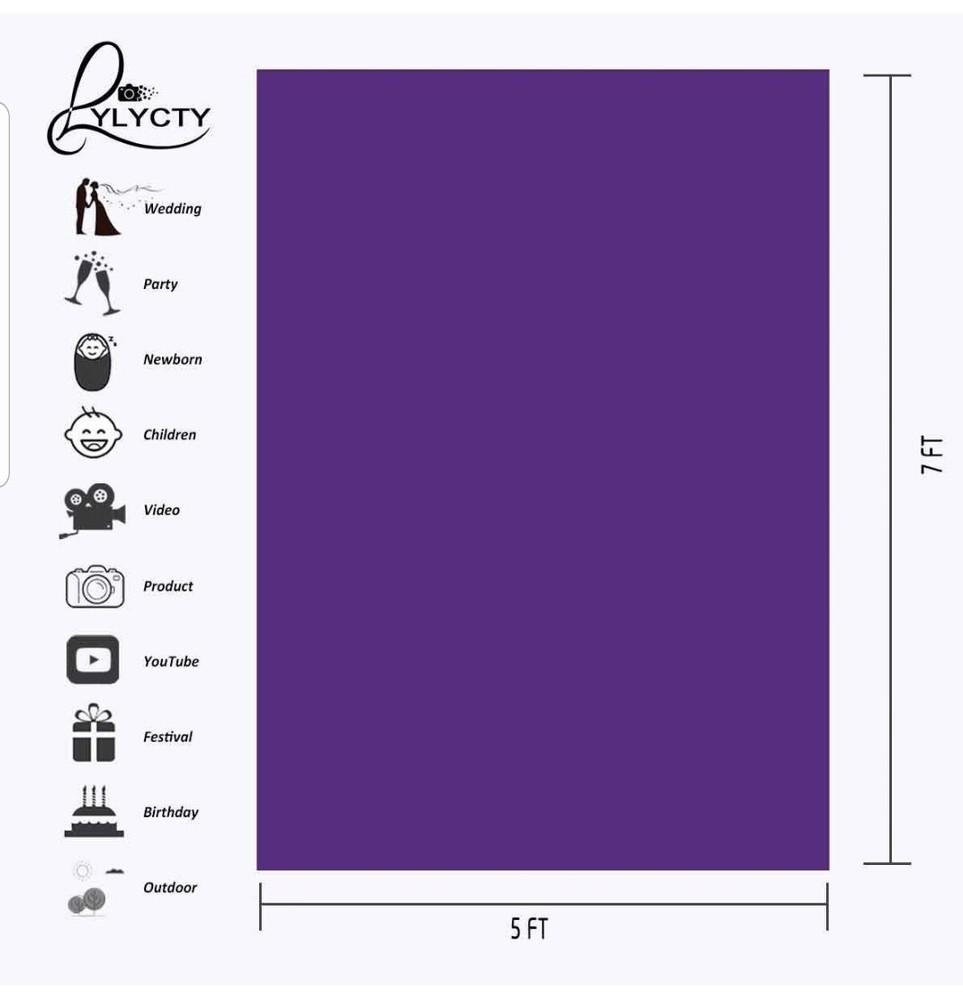 Solid Purple 5ft x 7ft Backdrop Great for Making Videos Podcasts & More