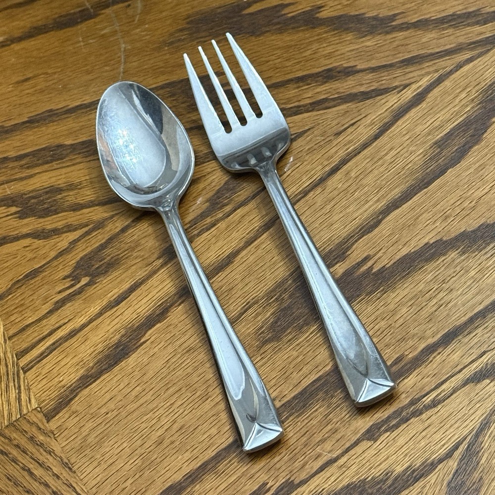 Oneida Lincoln 2 Serving Fork Spoon 8 1/2” Stainless Flatware
