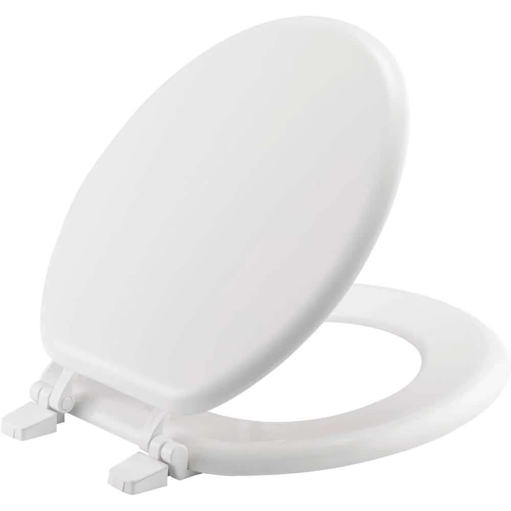 NEW Round Closed Front Enameled Wood Toilet Seat in White Durable & Wood Finish