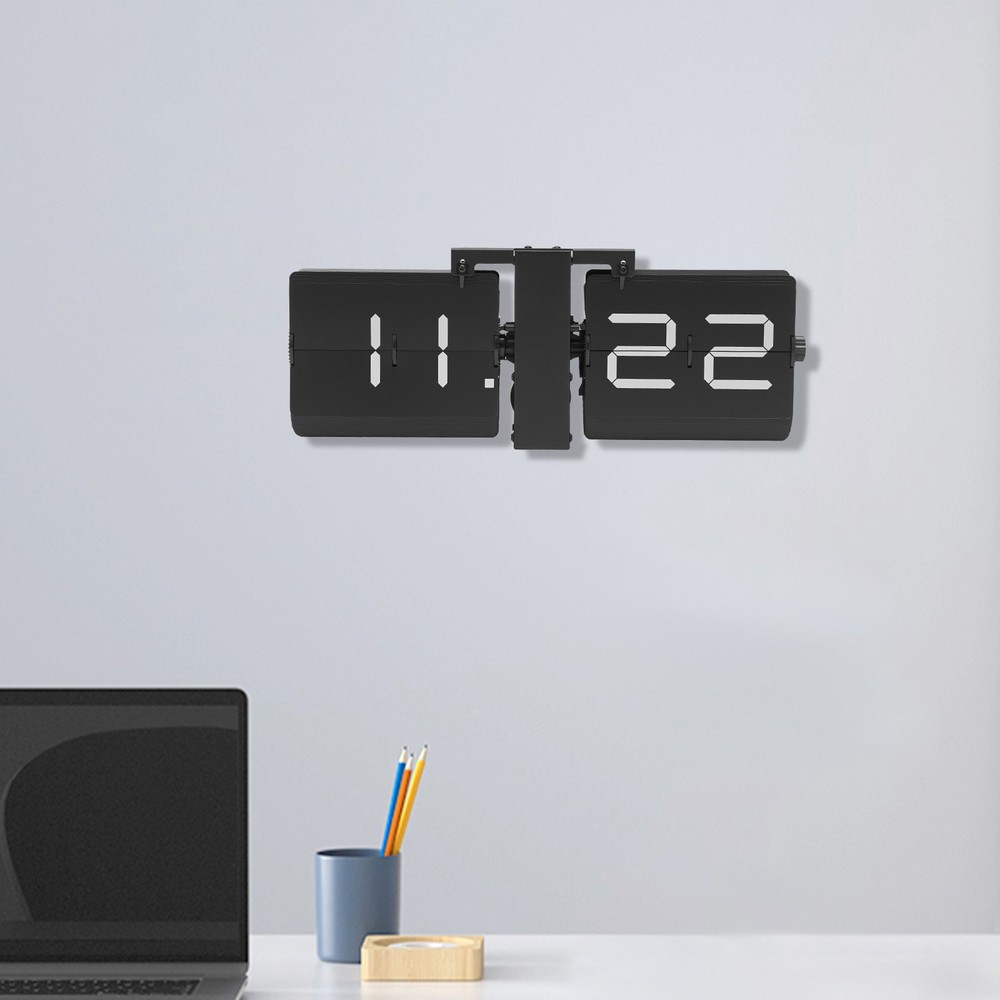 Flip Clock Wall Timer Retro Clock Analog Clock Office Decor Minimalist black