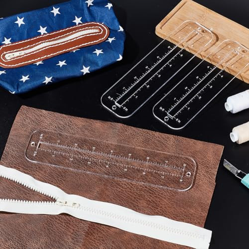 6pcs 3 Sizes Zipper Making Templates, Clear Zipper Template Patchwork Ruler