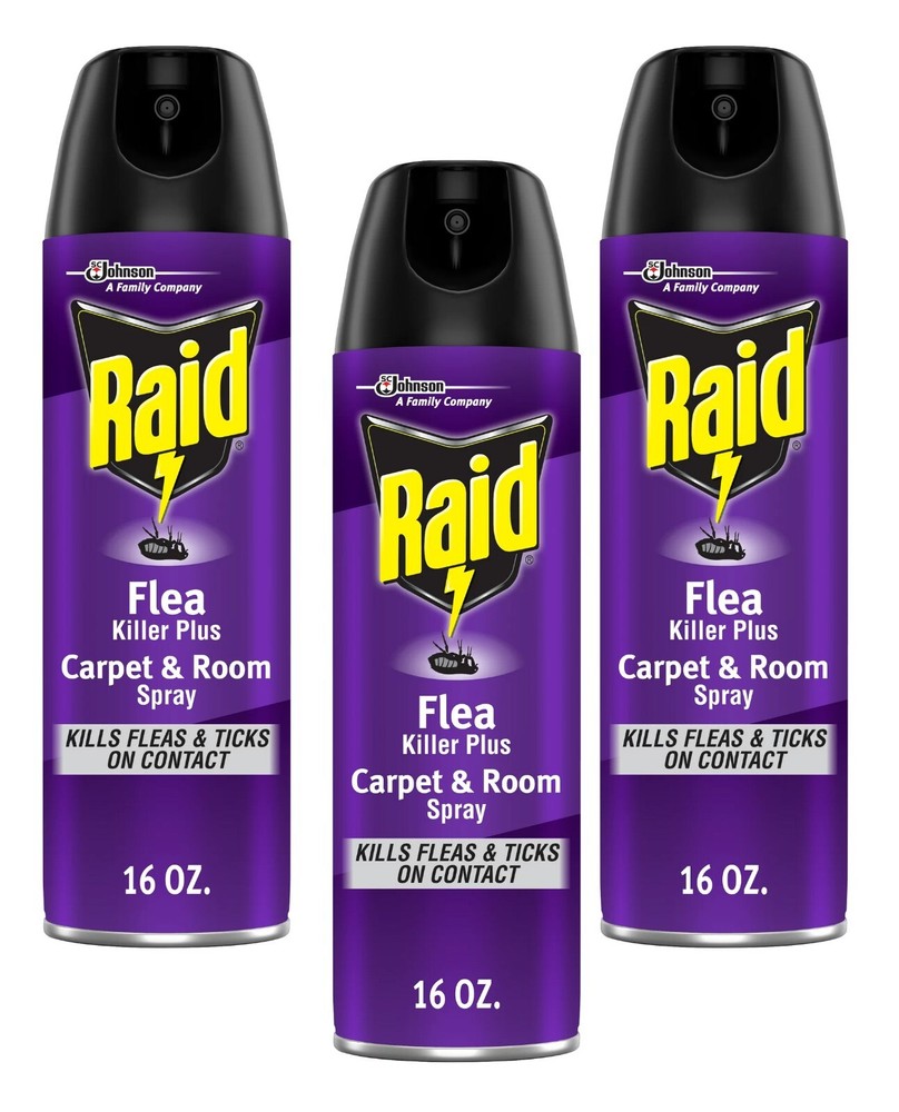 3 Cans Raid Flea Killer Plus Carpet & Room Spray Kills Fleas Bed Bugs Eggs 18oz