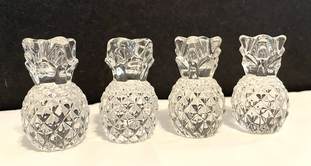 4 Piece Set - Mini Crystal Pineapple Taper Holders