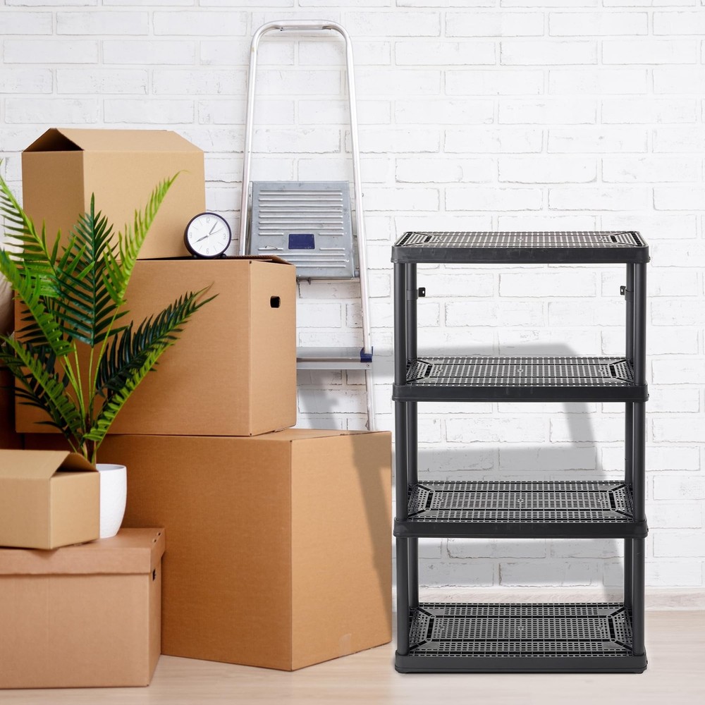 Gracious Living 2 Pack Storage Rack, 4 Shelf Fixed Height Medium Duty Unit, B...