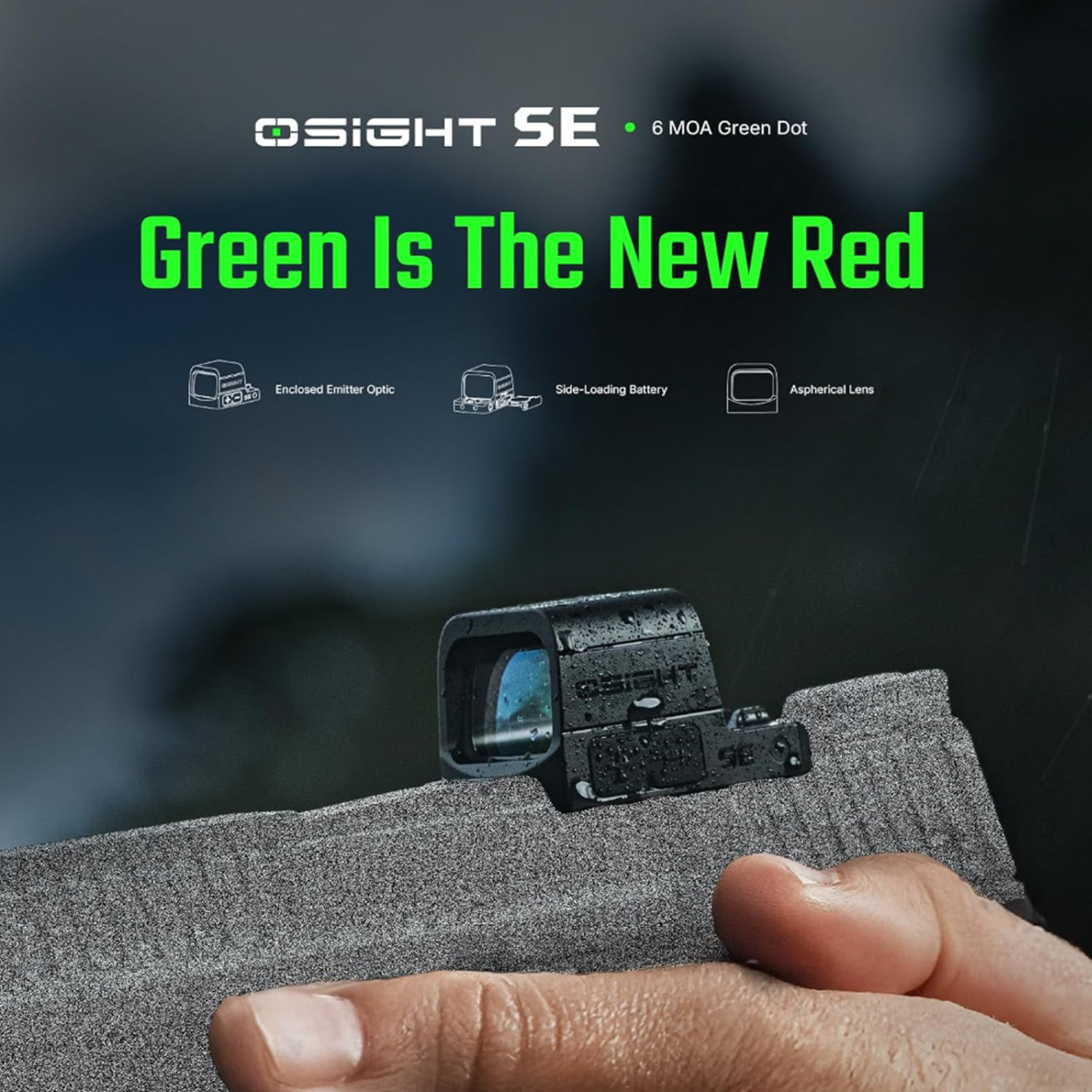 OSIGHT SE 6 MOA Green Enclosed Reflex Sight  RMSc Footprint