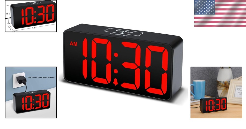 User-Friendly Digital Clock with Jumbo Numbers, USB Charging & Adjustable Volume