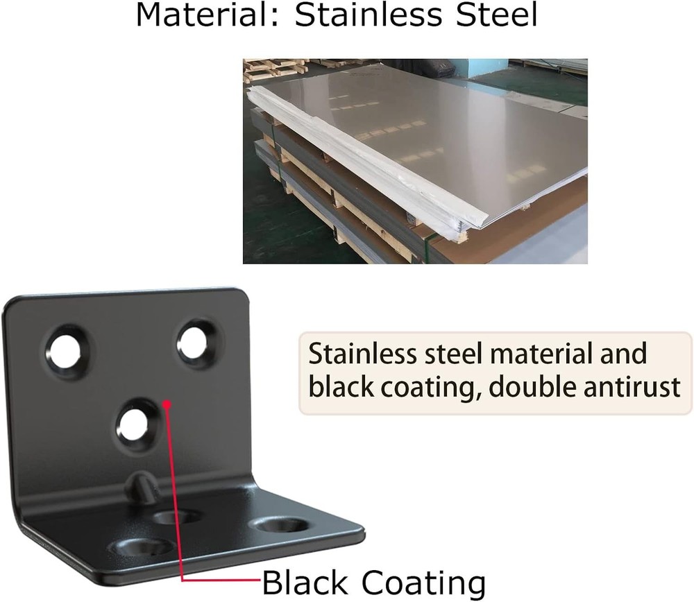 Black Stainless Steel Shelf Bracket,Joint Right Angle Bracket,L Shape
