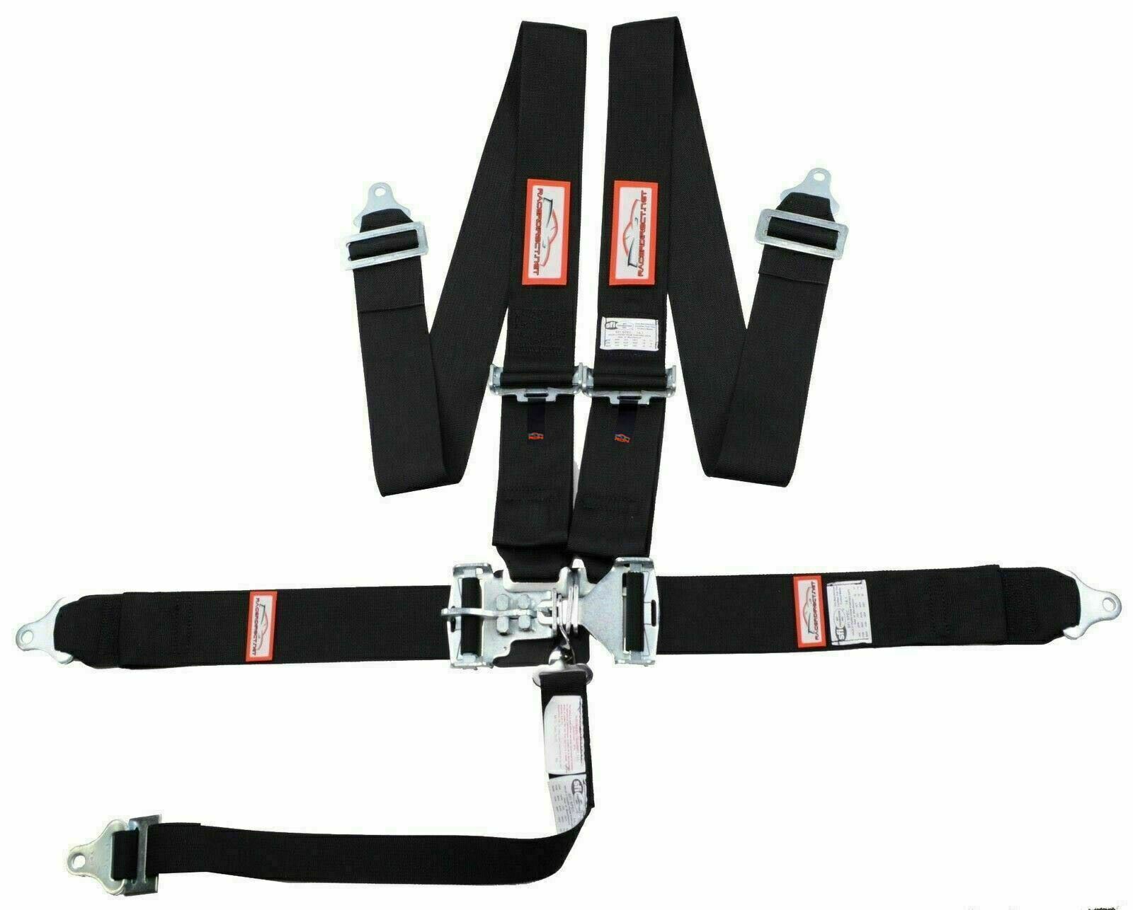 RACERDIRECT NEW SFI 16.1 LATCH & LINK 5 POINT RACING HARNESS SEAT BELT BLACK