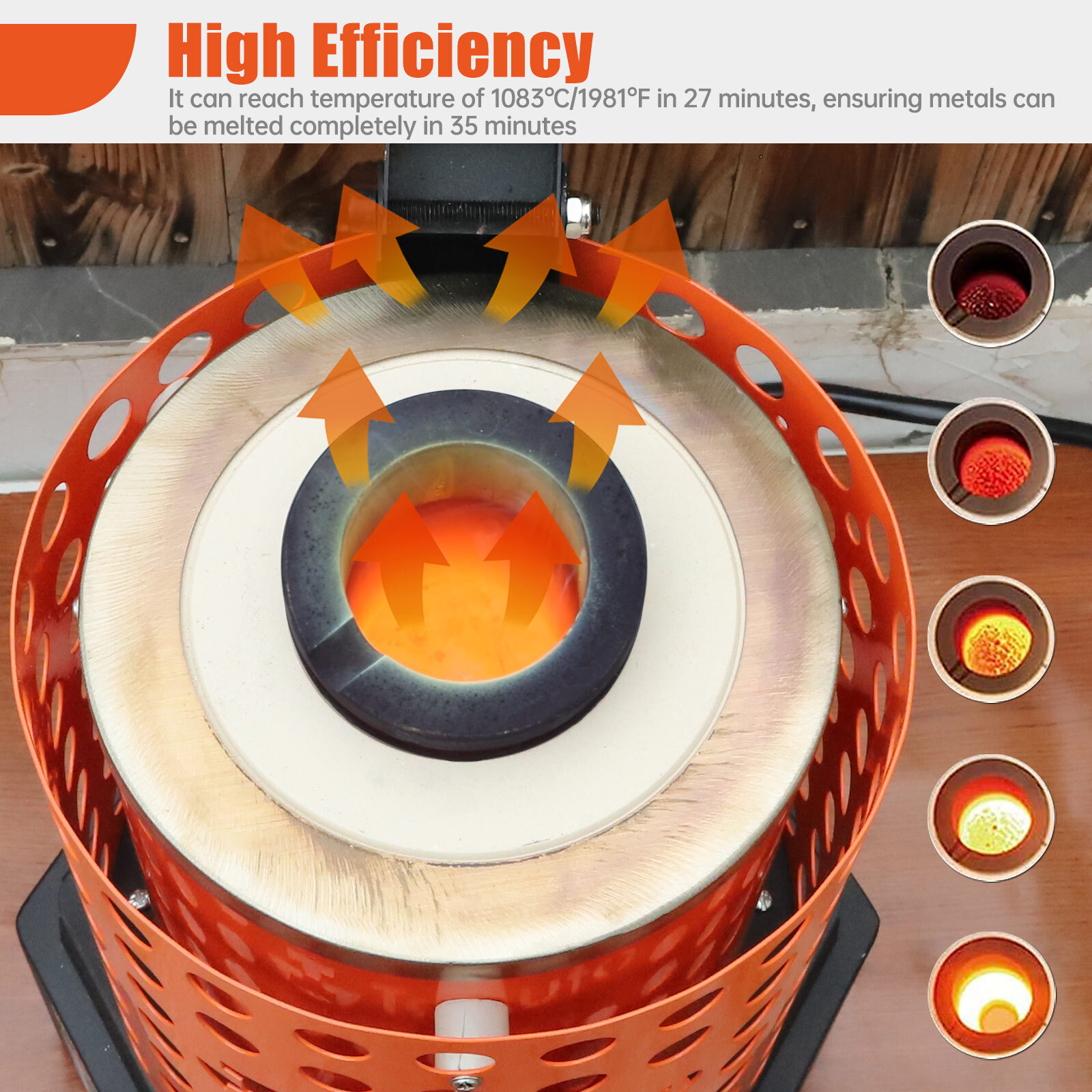 TOAUTO 3KG Electric Melting Furnace Gold Metal Smelter 2102℉ Crucible Ingot Mold