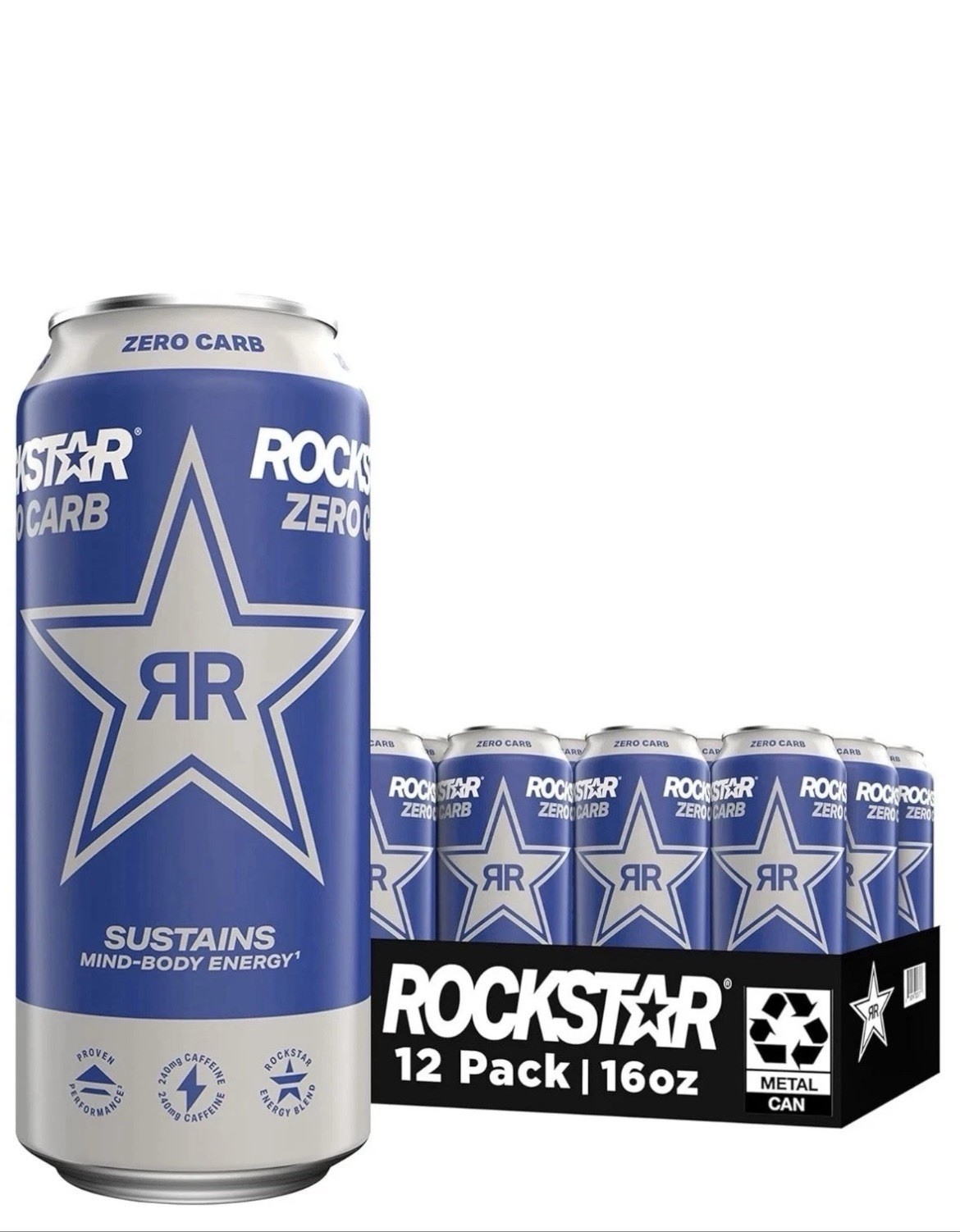 Rockstar Zero Carb Energy Drink 12 Pack 16 oz Pantry Beverage