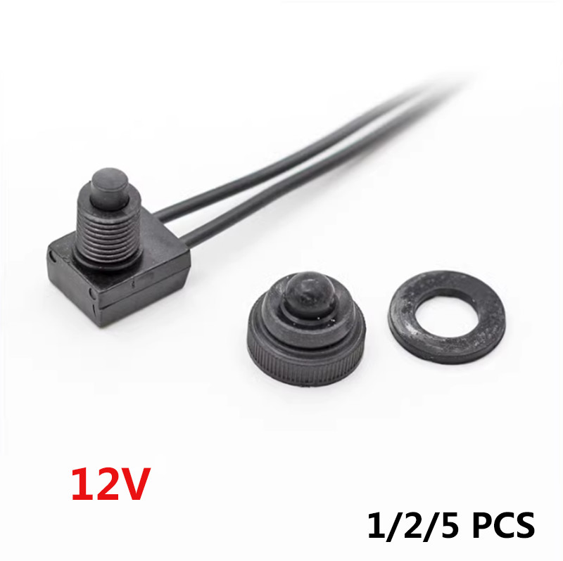 5pcs 12V Waterproof Button Push Button On-Off Switch Wire for Motorcycle Car ER