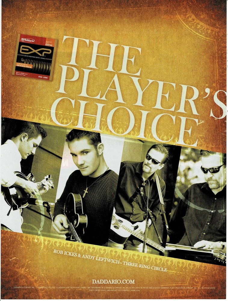 D'Addario Strings - ROB ICKES & ANDY LEFTWICH - 3 RING CIRCLE -  2011 Print Ad