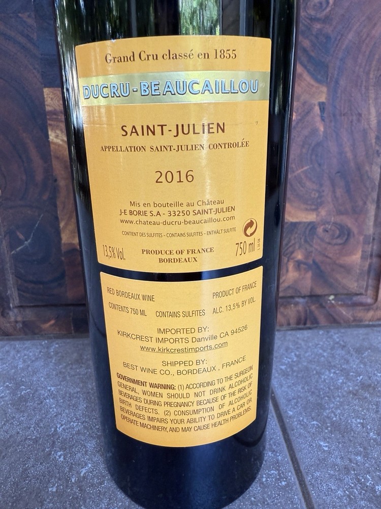 2016 Ducru-Beaucaillou Empty Bottle
