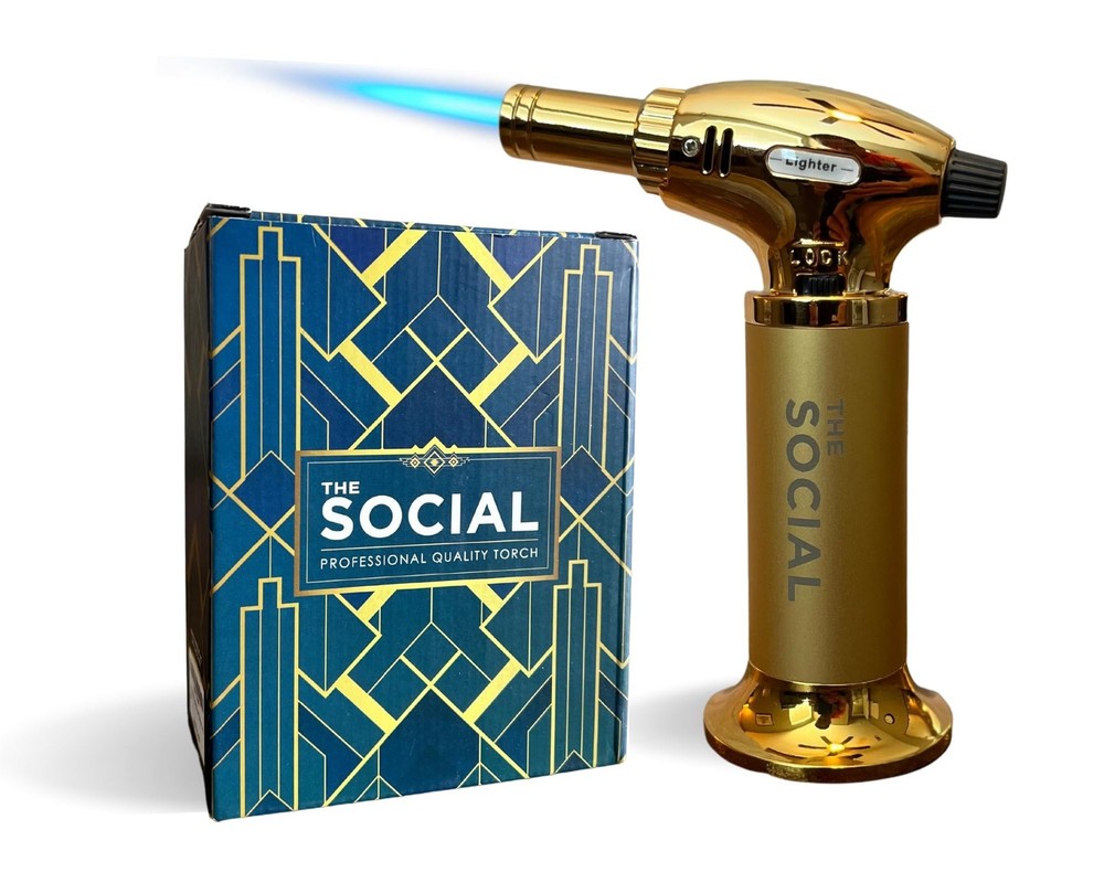 THE SOCIAL Professional Quality Torch - refillable culinary butane torch with...