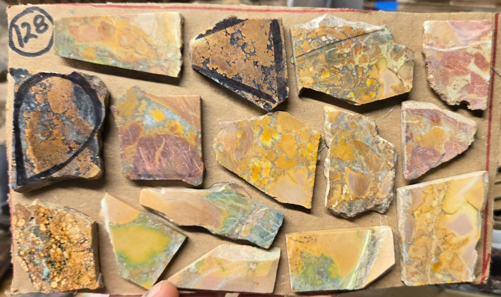 Assorted RARE Magnesite, Cabochon Slabs Preform Slices, 15 Pcs, Flat 128