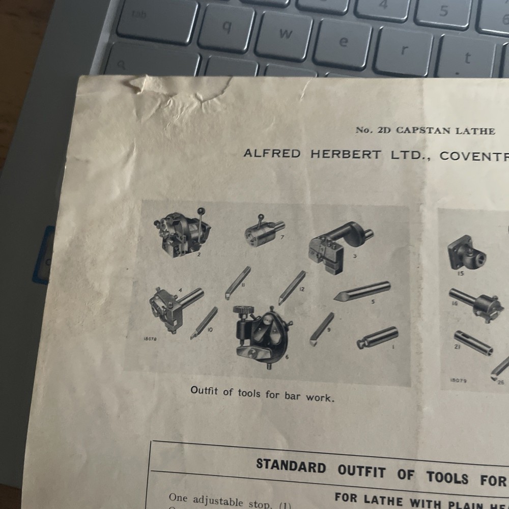 Alfred Herbert No. 2D Capstan Lathe Catalog Sheet E801