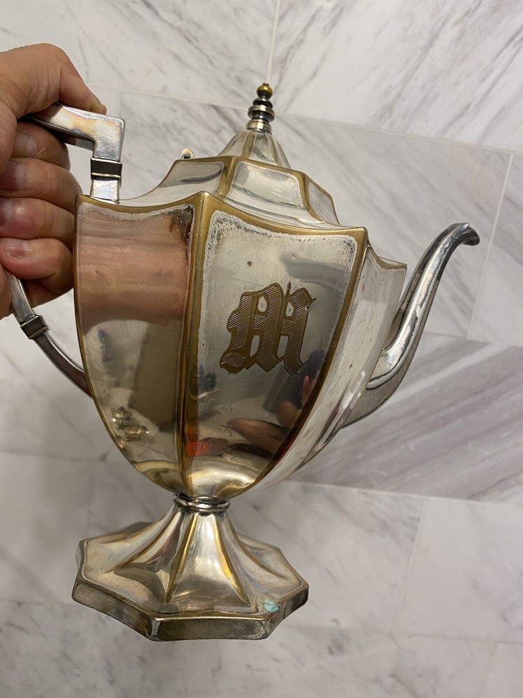 BSCEP Art Deco Silverplate Tea Pot Set of 4 Monogrammed