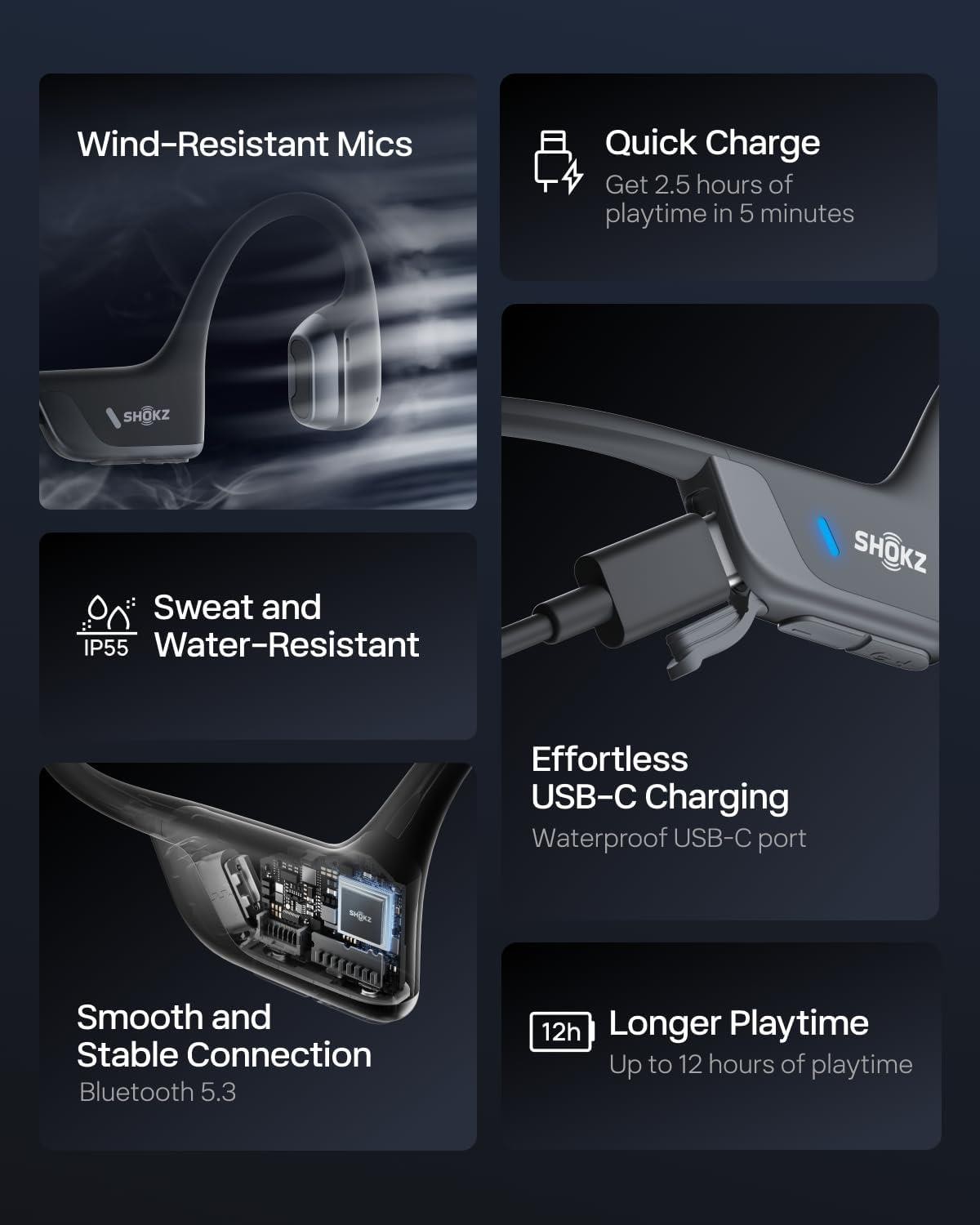 SHOKZ OpenRun Pro 2 Bluetooth Wireless Headphones Black S820 Excellent